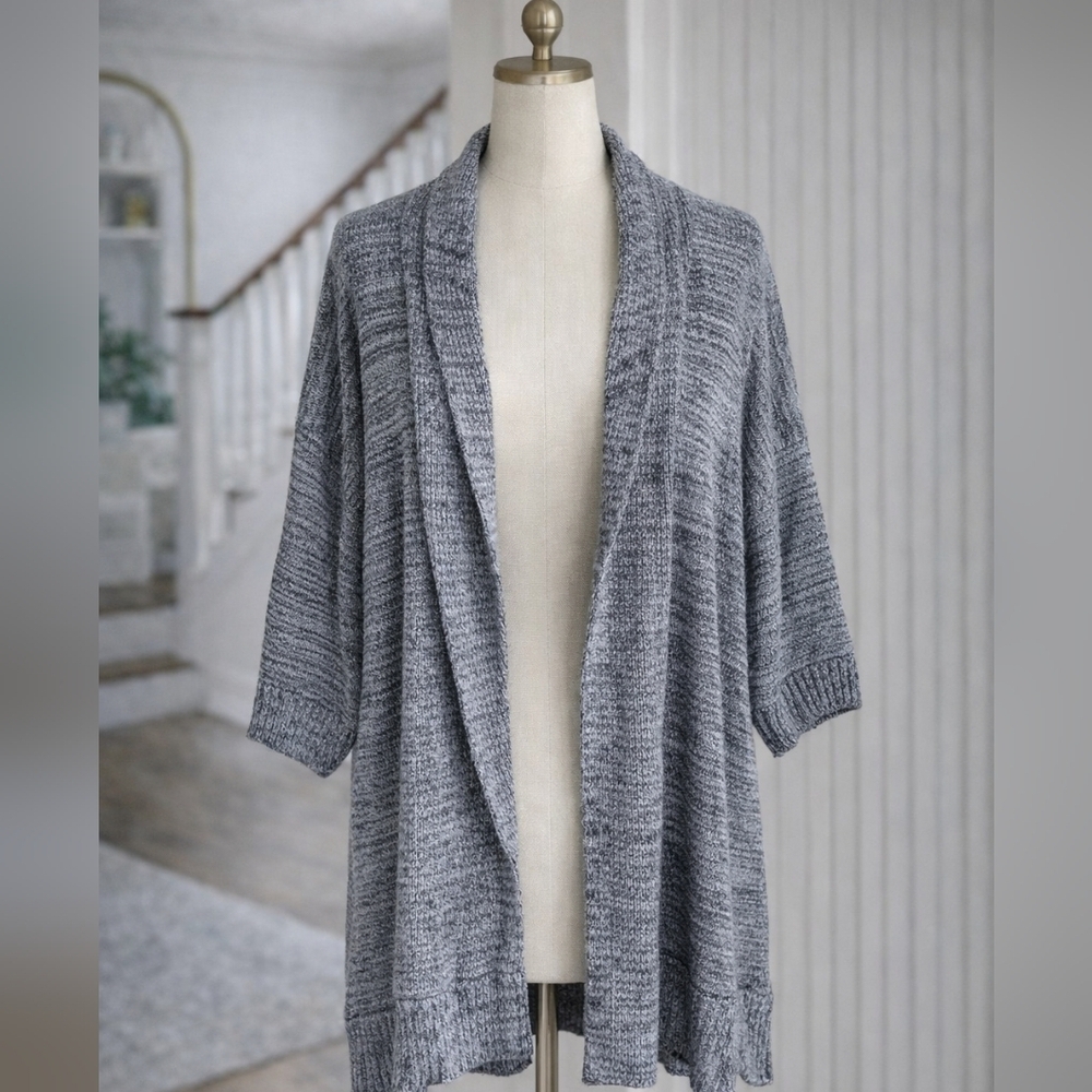Tommy Hilfiger Cotton Knit Grey Long Oversized Chunky Cardigan Medium Large
